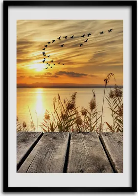 Produktbild von Bild - Bilderrahmen - Foto - 70 cm x 100 cm - MDF - Rahmen - Wandkunst - Sonnenuntergang
