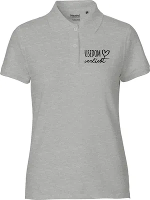 Produktbild von Huuraa Damen Polo Shirt Usedom verliebt XL Sport Grey Bio Baumwolle Fairtrade Poloshirt Geschenkidee