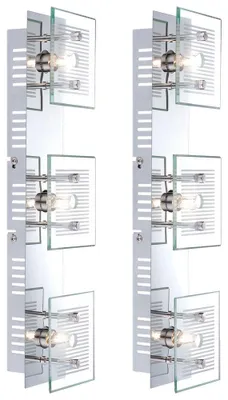 Produktbild von 2er Wandleuchte, Chrom, Glas, 3-flammig, L 40cm