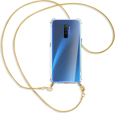 Produktbild von Handykette Backcover-Schutzhülle mit Band (Metall goldfarben) für Realme X2 Pro - goldfarbene Kette Snake