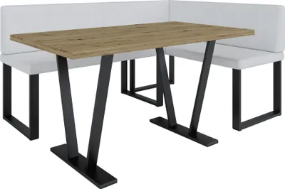 Obrázek produktu pro Rohová lavice AKIKO METAL se stolem 196x142 vpravo - rohová lavice pro vaši jídelnu, moderní kuchyň, obývací pokoj, jídelní kout. Ideální do kuchyně, kanceláře a recepce