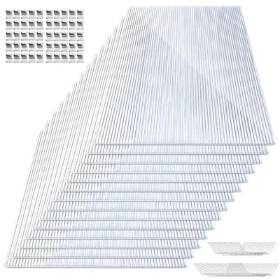 Produktbild von Peviasot Polycarbonat Stegplatten Set 14 Stück 4 mm klar, 0,6 kg/m², für Gewächshaus, Dach & Terrasse, inkl. 50 W-Clips & 50 Z-Clips aus 304 Edelstahl