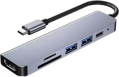 Obrázek produktu pro USB-C rozbočovač pro MacBook Pro – adaptér USB-C na HDMI 6 v 1 – 4K HDMI – USB 3.0 – USB 2.0 – čtečka SD karet – 87W PD nabíječka