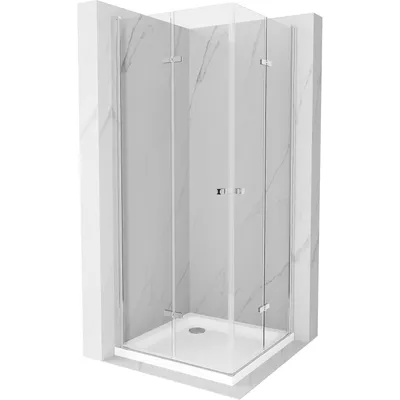 Obrázek produktu pro Mexen Lima Duo skládací sprchový kout 80 x 80 cm, Průhledné, Chromovaná + sprchová vanička Flat - 856-080-080-01-02-4010