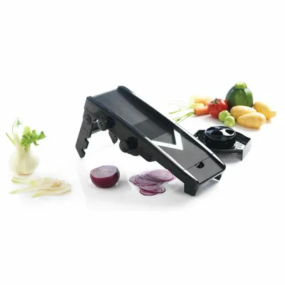 Immagine prodotto di Mastrad Mandoline mit V-Klingen, Küchenschneider, Zerkleinerer, Scheibenschneider, Kunststoff, Schwarz, F20900