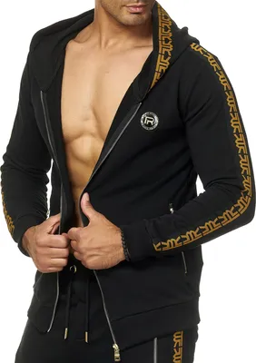 Produktbild von Red Bridge Herren Sweatjacke Kapuzenpullover Reißverschluss R-Logo Premium Schwarz L
