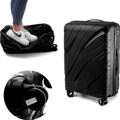 Obrázek produktu pro RGL PP5 XL Cestovní kufr Polypropylenová tvrdá skořepina Nezničitelný kufr Dvojitá kolečka Trolley Black