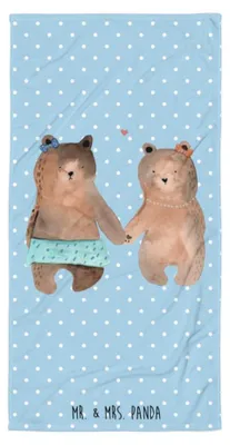Produktbild von Mr. & Mrs. Panda Duschtuch Bär Freundin - Blau Pastell - Geschenk, Handtuch, Duschhandtuch, Strandtuch, Teddy, Badehandtuch, Strandlaken