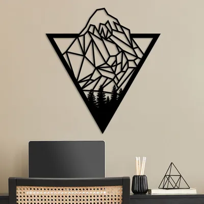 Produktbild von Wallity, Mont Blanc, Dekoratives Wandaccessoire aus Metall, Schwarz, 100 % METALL, 55 x 50 cm