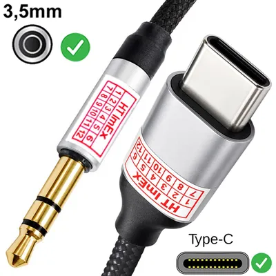 Produktbild von 1m USB C to AUX 3.5mm adapter stereo USB type C to jack cable in Audio - Nylon