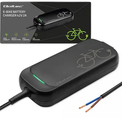 Imagen del producto de Cargador Qoltec para batería de bicicleta eléctrica, 36 V, 42 V, 2 A, sin conector