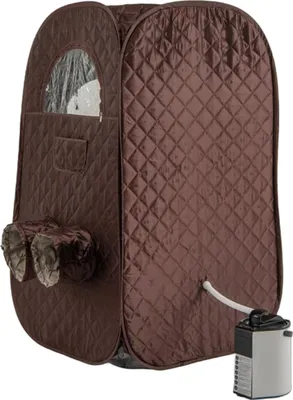 Produktbild von COSTWAY Tragbare Dampfsauna, Saunazelt für 1 oder 2 Personen mit 1000-W-Dampfgenerator (3L) Fußmassagegerät, Timer & Fernbedienung Kaffee
