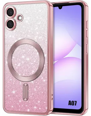 Image de Coque pour Samsung Galaxy A07, Silicone avec Cercle Magnétique Protection Caméra - Rose Scintillant
