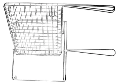 Zdjęcie produktu dla Składana kratka ze stali chromowanej z podwójnym uchwytem i nóżkami – 40 x 30 cm