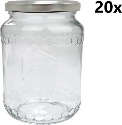 Produktbild von Einmachgläser 770 ml TSCHECHISCHER HONIG klar/transparent 20 Stück INKLUSIVE SILBERNE DECKEL, Anzahl der Teile in der Packung: 20