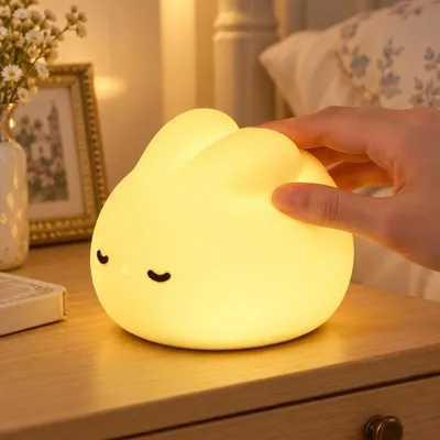 Produktbild von LED Kinder Nachtlicht Niedliche Ente Nachttischlampe Silikonmaterial Kinderzimmer Dimmbar + Timer Kindergeburtstagsgeschenk []