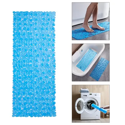 Produktbild von Rutschfeste Badewannenmatte: Extra große Kieselsteinmatte für Kinder und Senioren, mit Ablauflöchern und Saugfüßen, 88*40cm, Grau.