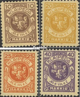 Produktbild von Briefmarken Memelgebiet 1923 Mi 141-144 mit Falz Wappenreiter