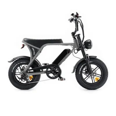 Produktbild von OUXI C80 Mini Elektrisches Fatbike – Alarmanlage – Fußstützen – 16 Zoll – 250W Motor – 7 Gänge – 50 km Reichweite – Mechanische Bremsen – Grau