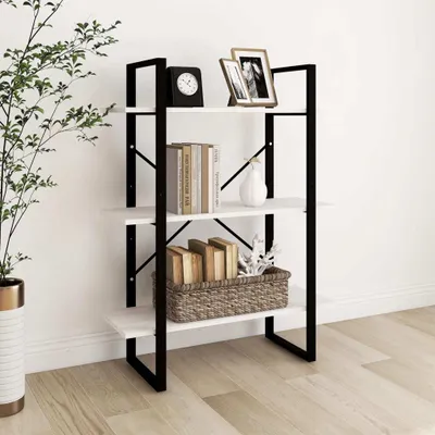 Produktbild von The Living Store Bücherregal 3 Fächer Weiß 80x30x105 cm Massivholz Kiefer