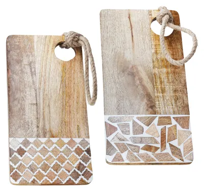 Image de Gilde Schneidebrett, rechteckig, "Taverno", Mangoholz, naturfarben, 2er Set, , L. 18 cm, B. 36 cm, H. 2 cm  55862