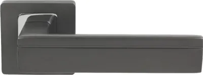 Produktbild von DOMINO Türgriff Drückergarnitur | Türklinke für Zimmertür, Bürotür, Kellertür & Innentür | Türbeschläge aus Aluminium | Bronze Türdrückergarnitur| TIK-QR M6/ANTHRAZIT