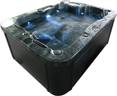 Produktbild von HOME DELUXE - Outdoor Whirlpool - BLACK MARBLE PURE - Maße 210 x 160 x 85 cm - Inkl. Heizung, 27 Massagedüsen und 9 Lichtquellen I Außen Whirlpool Spa für 3 Personen