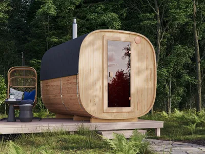 Produktbild von Fjordholz Fass-Sauna Modell Quadro 300 cm