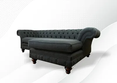 Produktbild von Ecksofa L Form Chesterfield Grau Textil Sofa Wohnzimmer Eckgarnitur Luxus Sofas