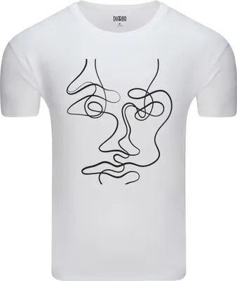 Produktbild von Diarbo Herren T-Shirt mit Abstraktes Druck Gesichtsporträt Weiß Gr.S