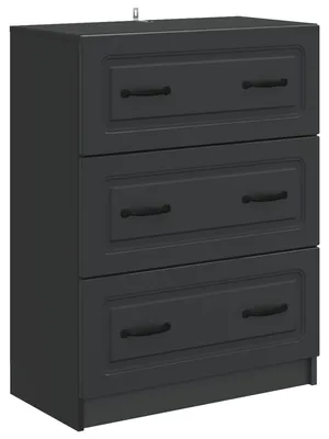 Image de vidaXL Commode noire 66 x 34,5 x 87 cm en aggloméré