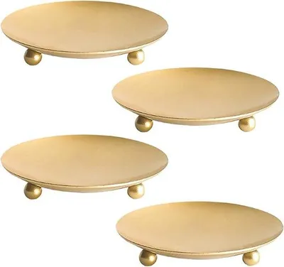 Productafbeelding van Set van 4 kaarshouders – IJzer, diameter 7 cm – Geschikt voor stompkaarsen en staafkaarsen