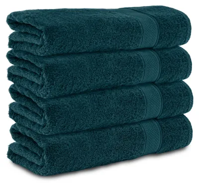 Immagine prodotto di Set di 4 asciugamani Komfortec 50x100 cm in 100% cotone, 470 g/m², spugna, morbidi, color petrolio