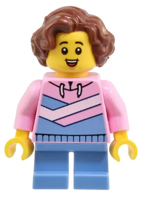 Produktbild von LEGO Minifigur Child - Girl, Bright Pink Hoodie with Medium Blue and (twn504)