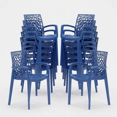 Produktbild von 22er Set Gruvyer Arm Grand Soleil Stühle poliertem Polypropylen mit Armlehnen - Blau