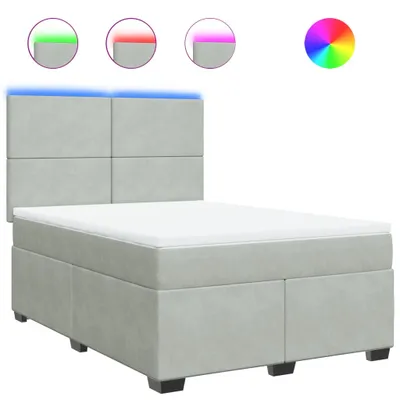 Produktbild von Boxspringbett mit Matratze Hellgrau 160x200 cm Samt