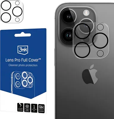 Produktbild von 3mk, Kamera-Schutz iPhone 15 Pro/Pro Max Full Cover, Transparentes Schwarz