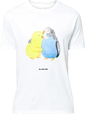 Produktbild von Mr. & Mrs. Panda Größe M T-Shirt Wellensittich Liebe - Weiß - Geschenk, Vertrauen, Shirt, Tshirt, Herren, Freundin, Verknallt, Umarmung, mit Spruch, Umarmen