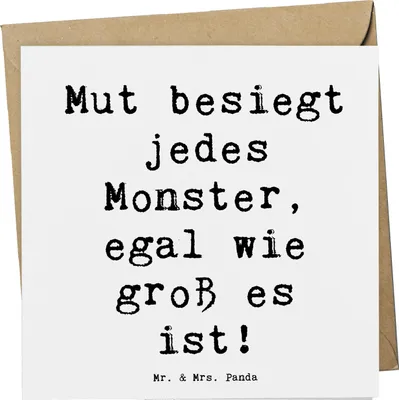 Produktbild von Mr. & Mrs. Panda Grußkarte Spruch Ängste vor Monstern besiegen - Weiß - Geschenk, Klappkarte, überwinden, Glückwunschkarte, positive Energie, Vertrauem, anlasskarte