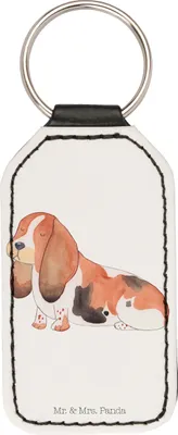 Produktbild von Mr. & Mrs. Panda Schlüsselanhänger Hund Basset Hound - Weiß - Geschenk, Taschenanhänger, schlüsselbund anhänger, für schlüssel, Hundeliebe, Hundebesitzer, Mit Spruch