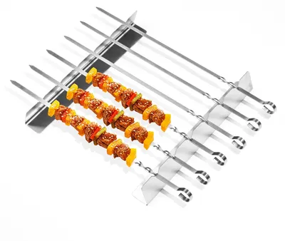 Productafbeelding van Solidchoice - RVS Grill Spiesjes Set met Houders - Extra Lange Kebab Spiezen voor Barbecue & Kampvuur