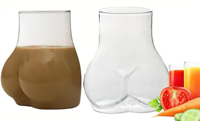 2er-Set Po-förmige Trinkgläser 450 ml aus Glas, lustig, kreativ