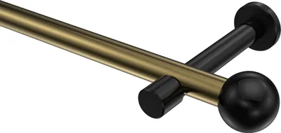 Produktbild von Interdeco Gardinenstange / Vorhangstange Messing Antik / Schwarz, Typ Prestige Luino (Kugel) ohne Ringe, 20 mm Ø 1-läufig, 120 cm
