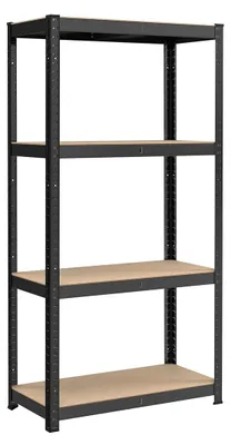 Obrázok produktu pre Robustná regálová zostava – čierna, kov/MDF – 40 x 80 x 160 cm – nosnosť 130 kg