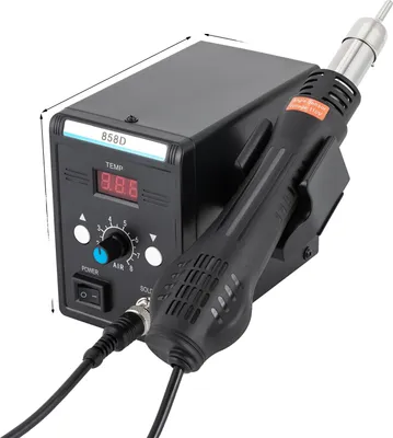 Obrázek produktu pro Horkovzdušná pájecí stanice, výkon 700 W, nastavitelná teplota 100-500 °C, černá, 220 V