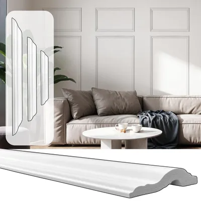 Immagine prodotto di Set di modanature da parete da 24 pezzi - 6 cornici da parete in robusto materiale PS - impermeabili, resistenti agli urti e facili da installare - design classico in cornice bianca JX60-W