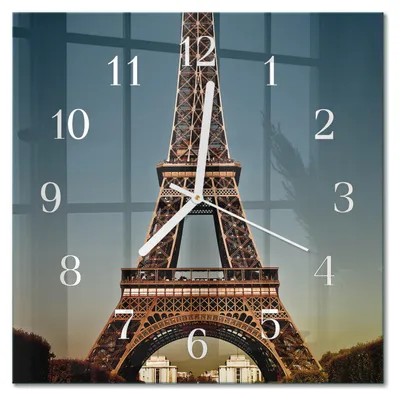 Produktbild von Tulup Glasuhr Wanduhr Küchenuhr Echt-Glas 30x30 cm Modern Dekorativ Geräuschlos Weiße Zeiger - Eiffelturm