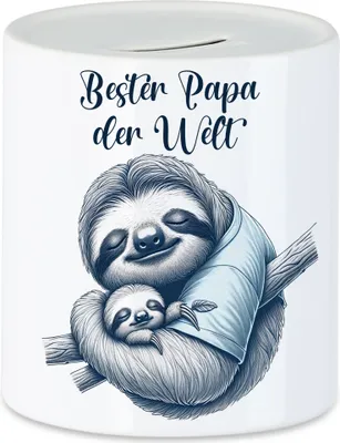Produktbild von Bester Papa der Welt Faultier Spardose Süßes Motiv Für Vater Liebe Familie