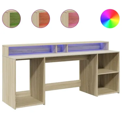Obrázok produktu pre vidaXL LED stôl Sonoma dub 200x55x91 cm materiál na báze dreva