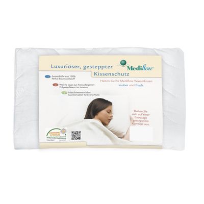 Mediflow r gesteppter Kissenschutz Wasserkissen Schlafkissen Gr. 40 x 80cm weiß Neu
